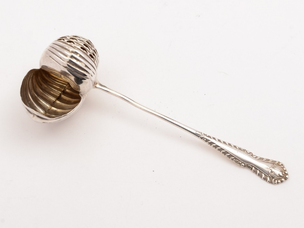 Silver Nautilus Shell Sugar Sifting Spoon, Birmingham 1916 View IV