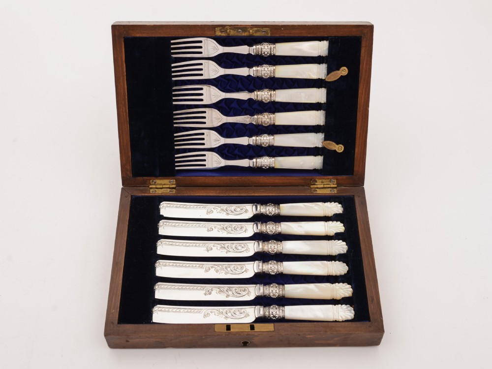 Mother of Pearl Handled Dessert Set, Circa 1890