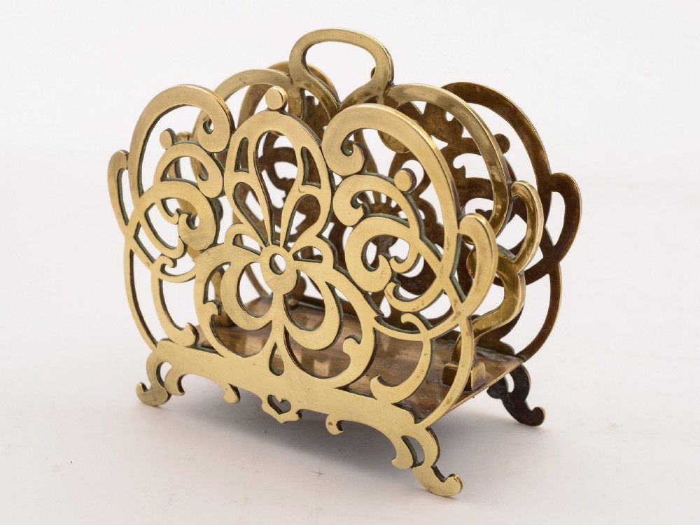 Victorian English Brass Letter Rack, Circa 1890 View II