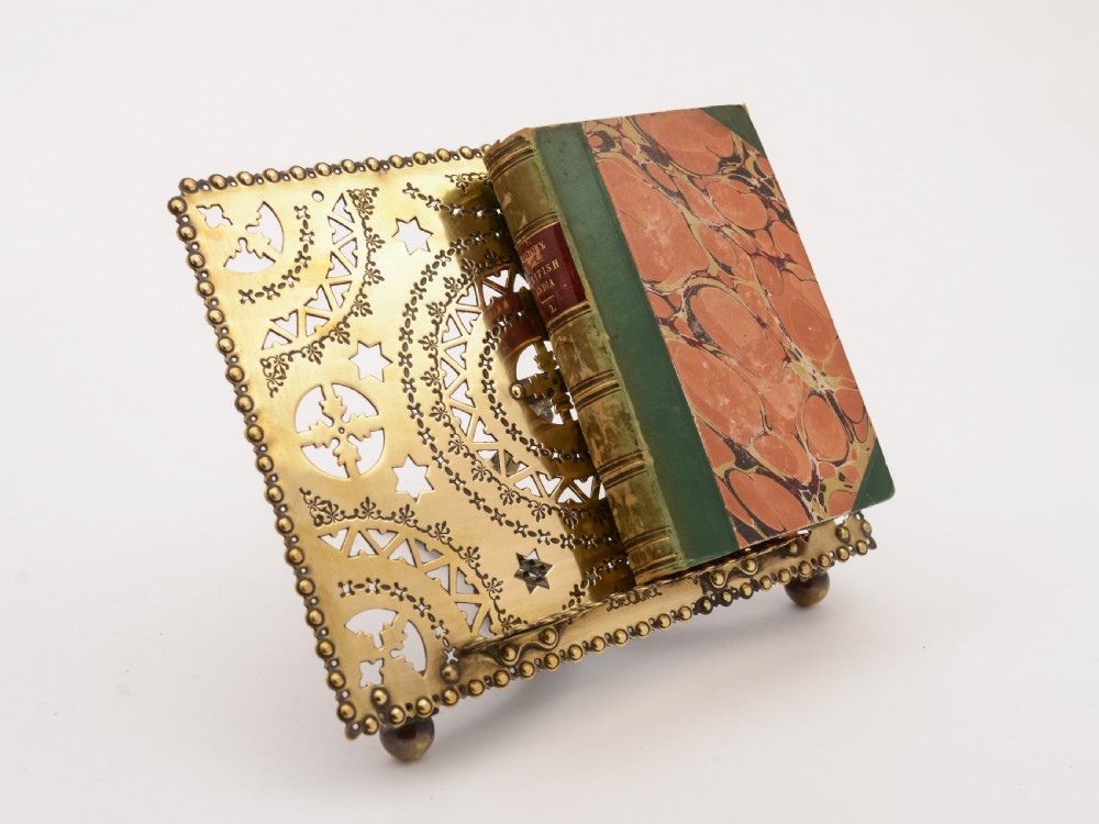 Victorian Brass Folding Book Stand, Circa 1890 View II