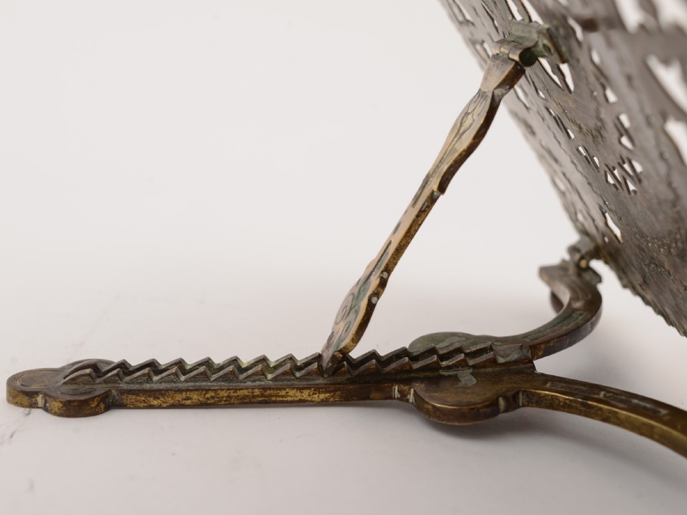 Victorian Brass Folding Book Stand, Circa 1890 View III