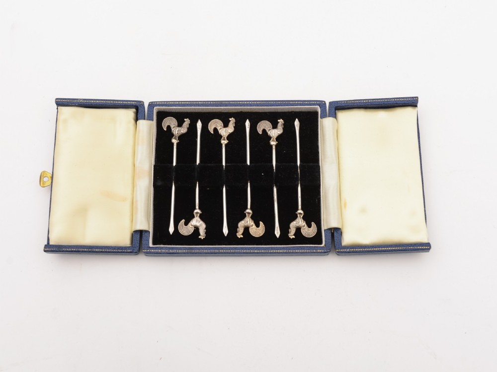 Set of 6 Silver Cocktail Sticks, Circa 1930