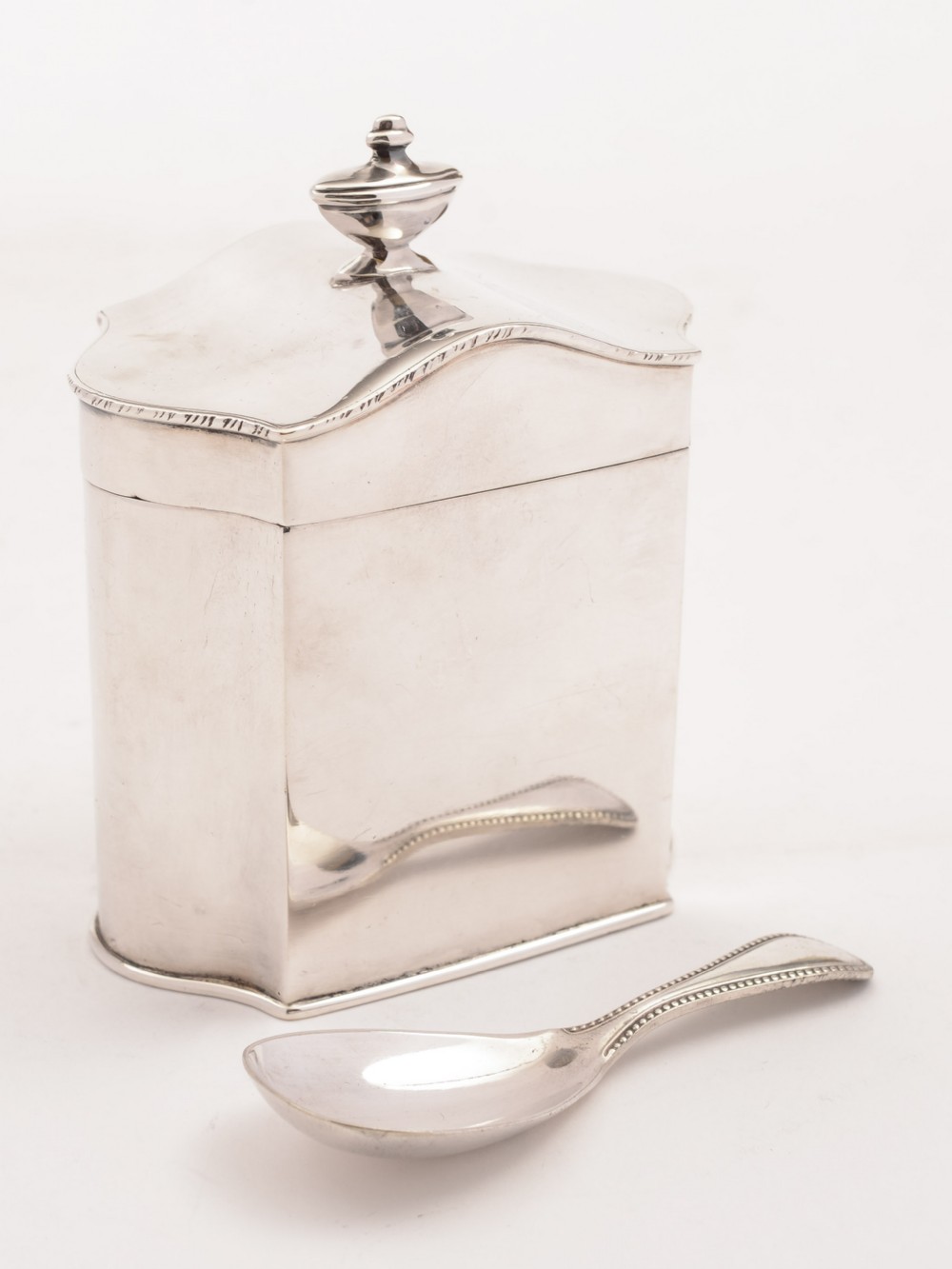 Edwardian Silver Plated tea Caddy with Spoon, Circa 1905