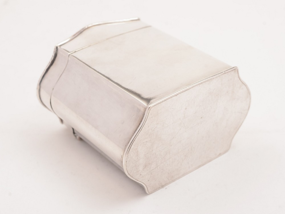 Edwardian Silver Plated tea Caddy with Spoon, Circa 1905 View IV
