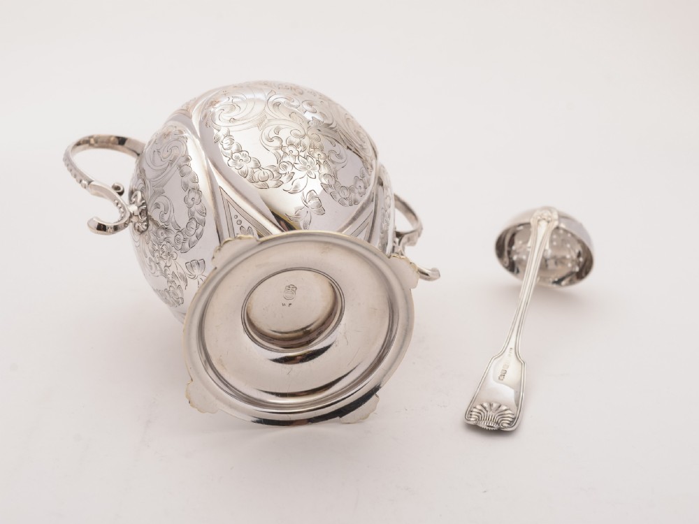 Victorian Sugar Bowl and Spoon, Circa 1850  View IV