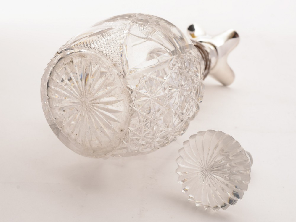 Silver Topped Cut Glass Decanter, Sheffield 1925 View III