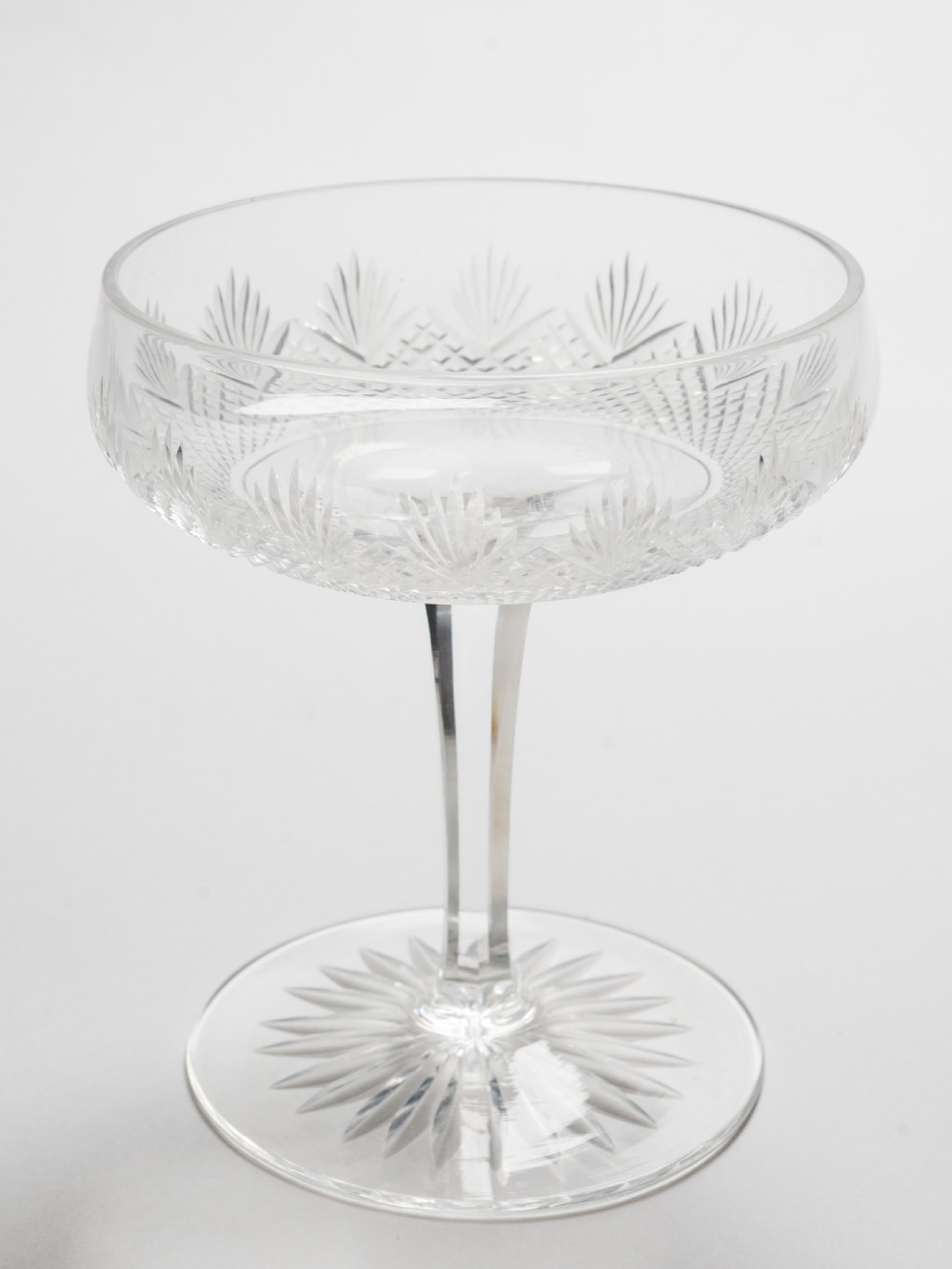 Set of 6 English Cut Glass Champagnes, Circa 1920 View II
