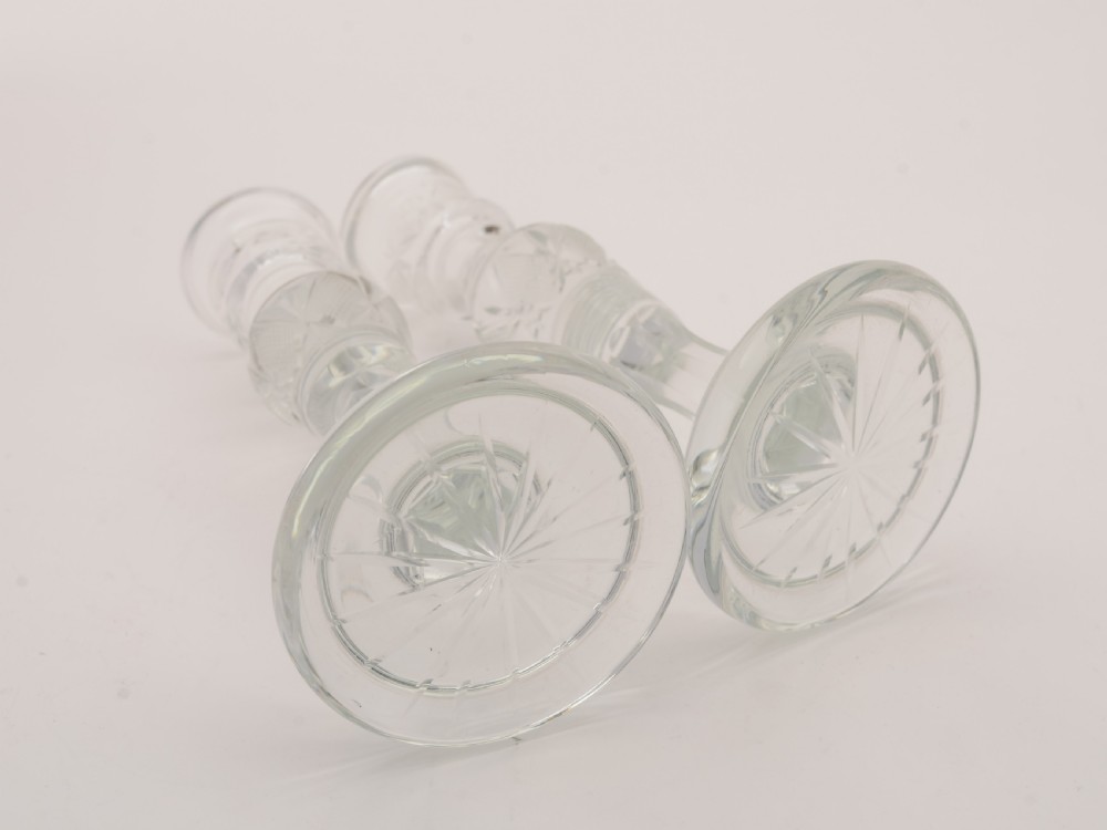 Pair of Cut Glass Candlesticks, Circa 1920 View III