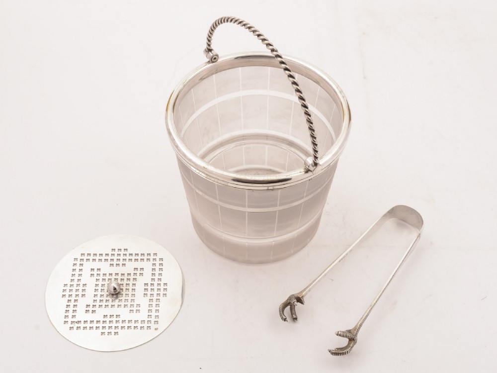 Victorian Ice Bucket and Ice Tongs, Circa 1890 View III