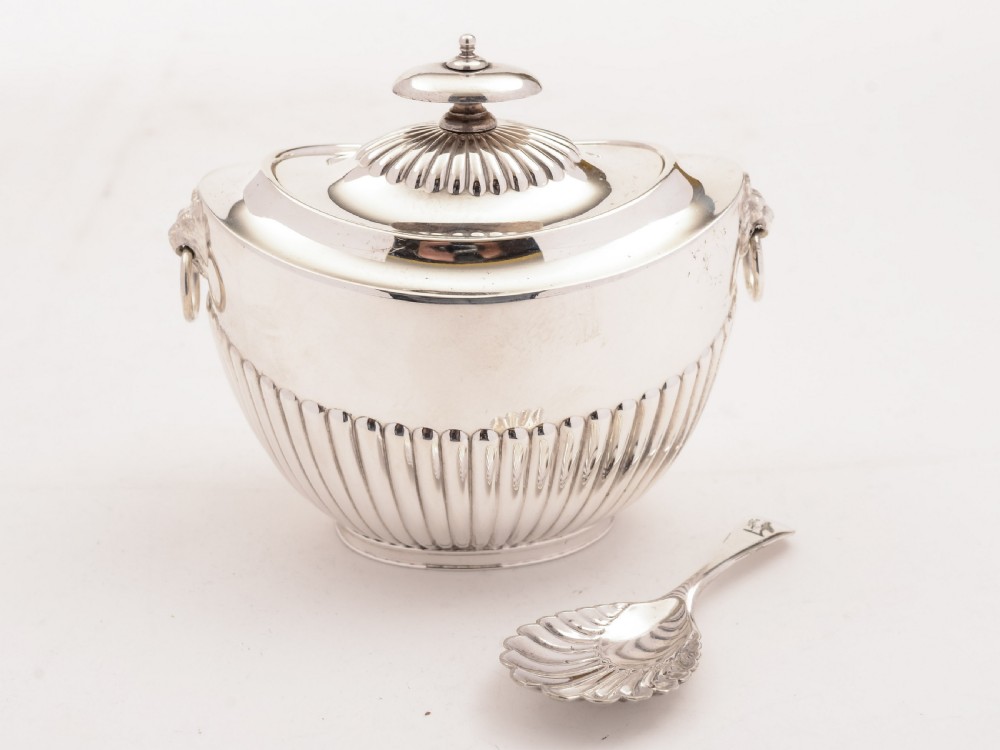 Edwardian Silver Plated Tea Caddy & Spoon, Circa 1905
