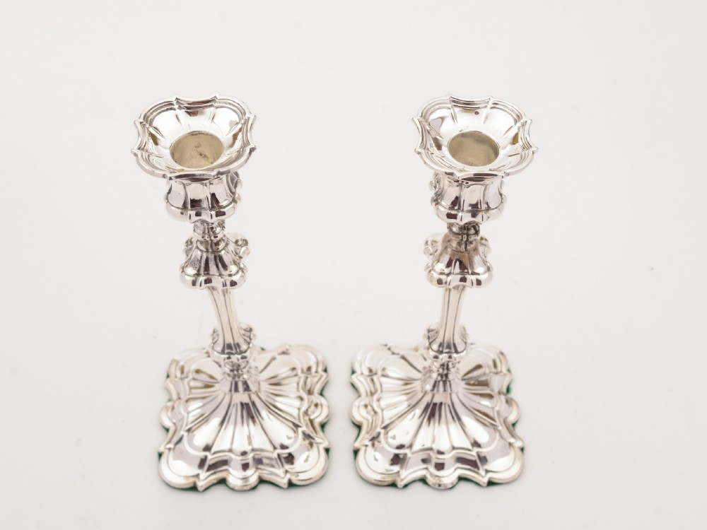 Pair of Elkington Silver Plated Candlesticks, 1845 View II