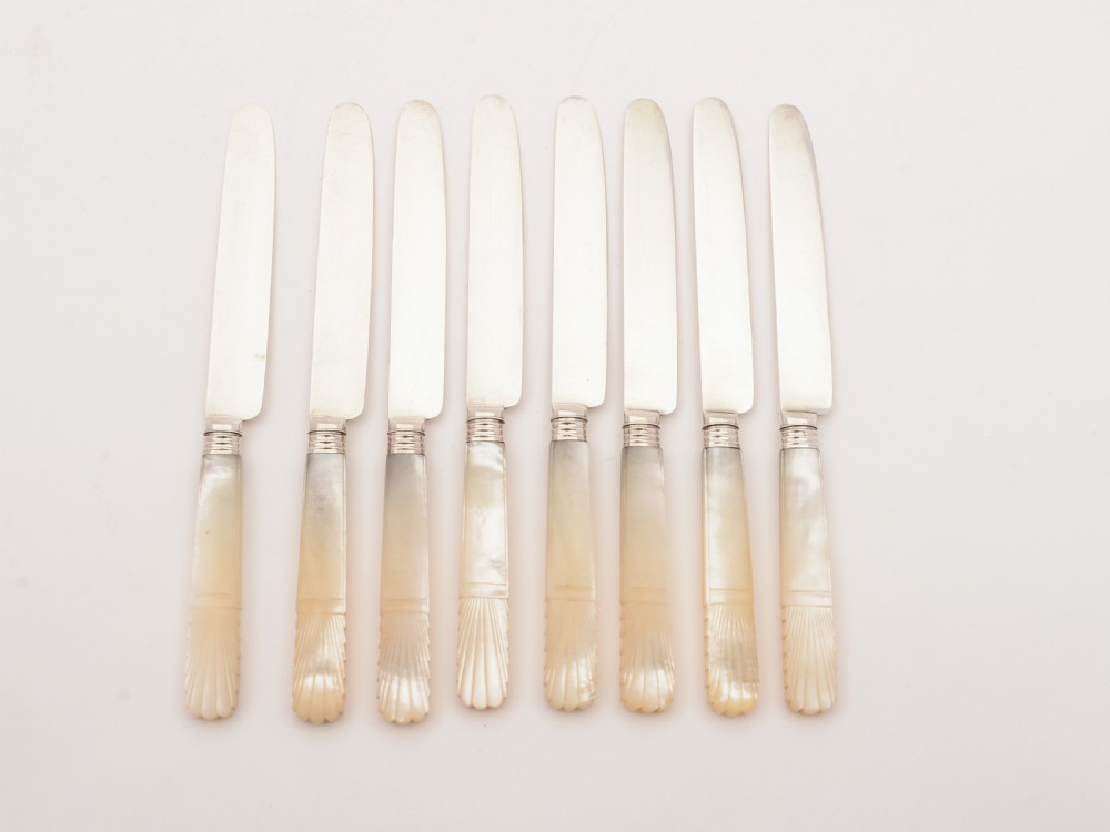 Silver and Mother of Pearl handled Dessert Set, Sheffield 1821 View III