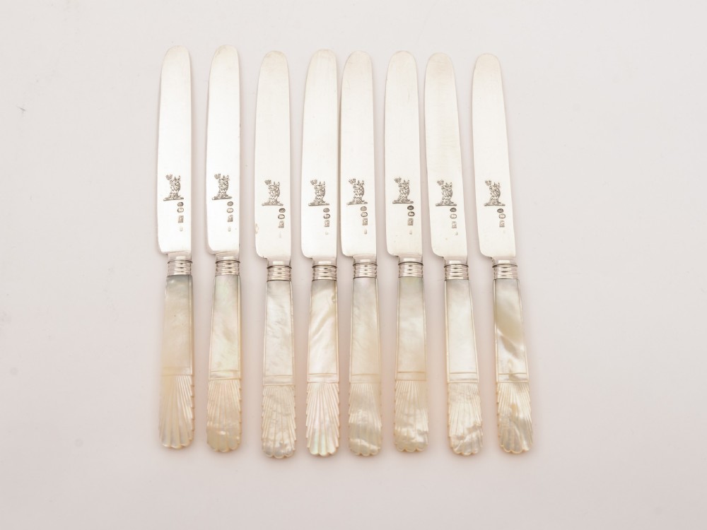 Silver and Mother of Pearl handled Dessert Set, Sheffield 1821 View VI