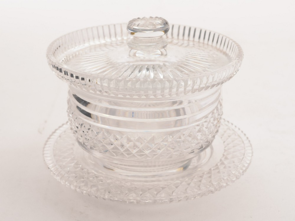 Edwardian Cut Glass Butter Dish, Circa 1905