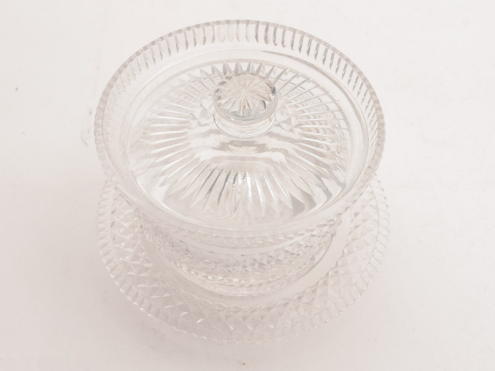 Edwardian Cut Glass Butter Dish, Circa 1905 View II