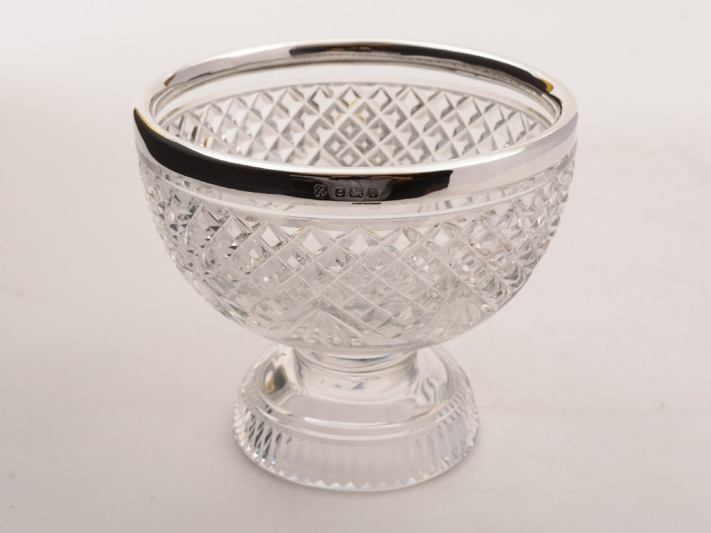 Edwardian Cut Glass and Silver Rimmed Bowl, Birmingham 1910