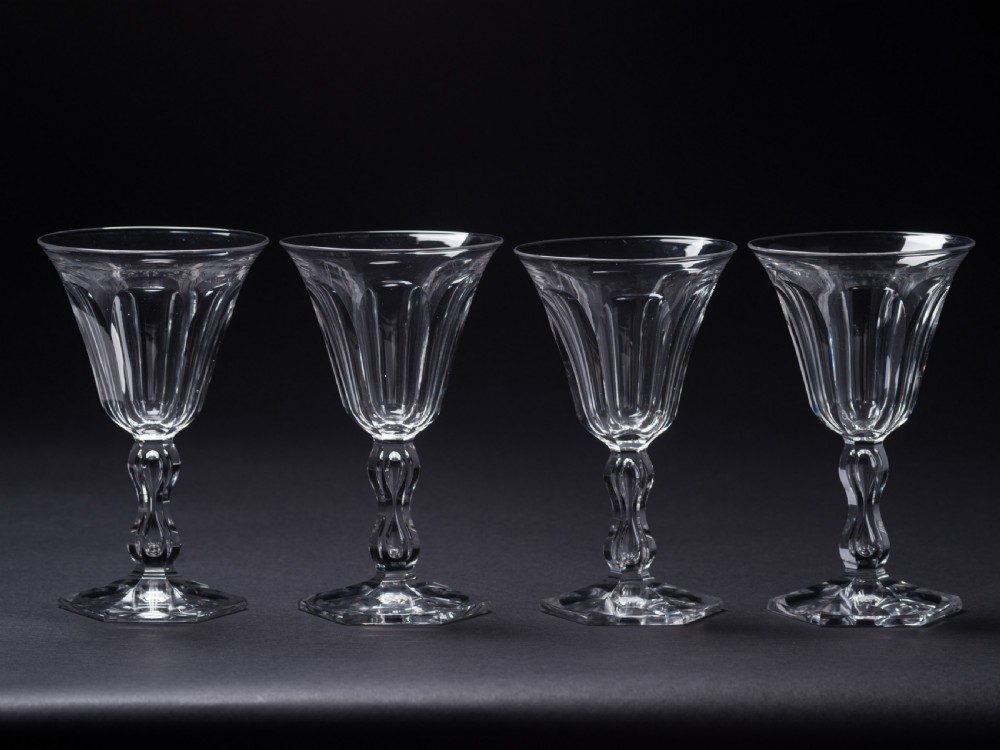 Set of 4 Art Deco Wine Glasses, Circa 1930