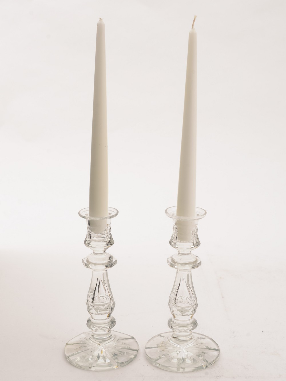 Nice Pair of Edwardian Cut Glass Candlesticks, Circa 1905 View II