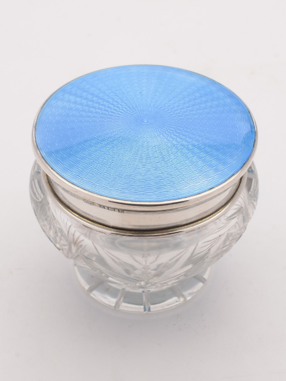 Lovely Art Deco Blue Guilloche Enamel-Topped Box, 1929