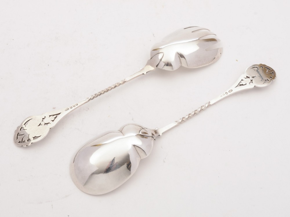 Nice Edwardian Silver Plated Salad Servers, Circa 1905 View IV