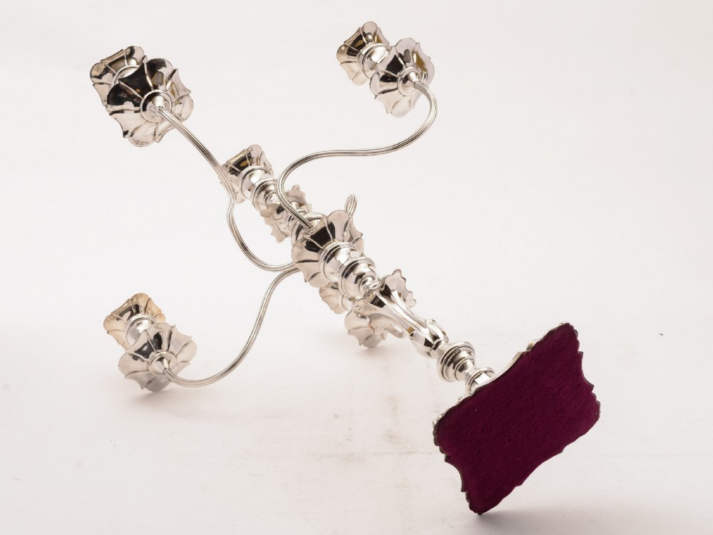 Stunning Silver Plated 4 Branch Candelabra, Circa 1880 View IV