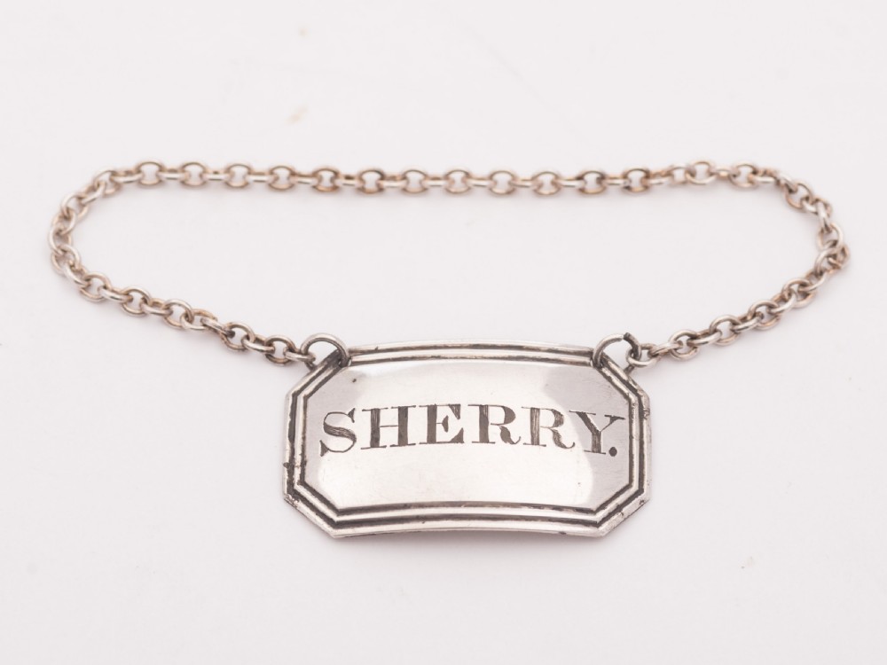 Nice Georgian Silver Sherry Decanter Label, 1825
