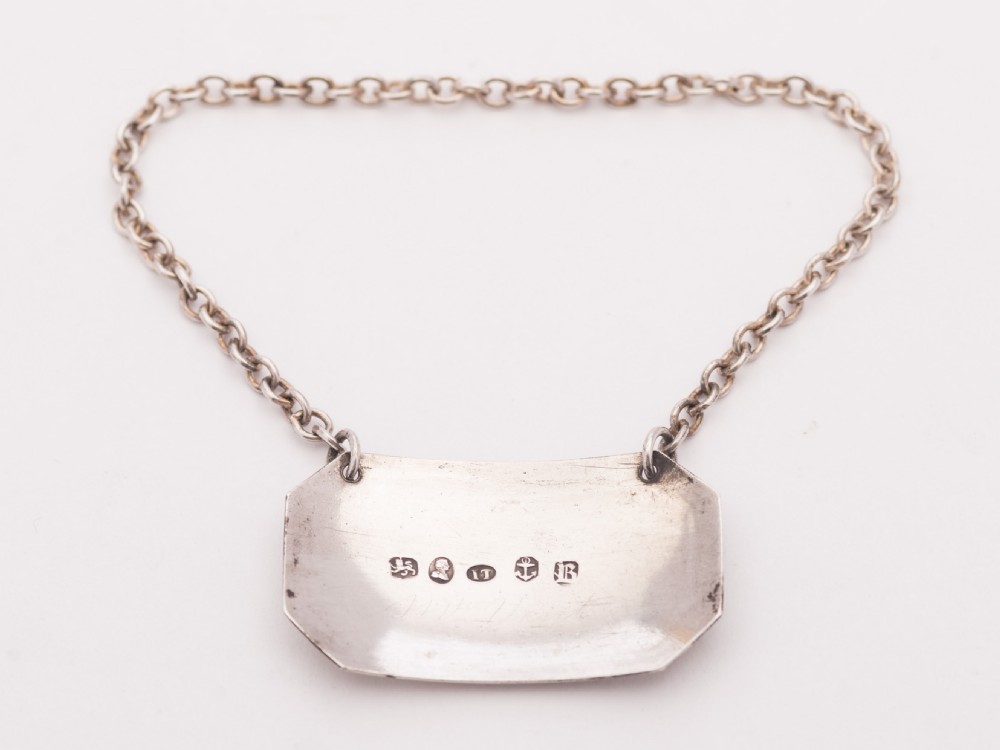 Nice Georgian Silver Sherry Decanter Label, 1825 View II