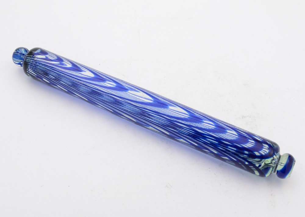 Fabulous Nailsea Glass Rolling Pin, Circa 1880
