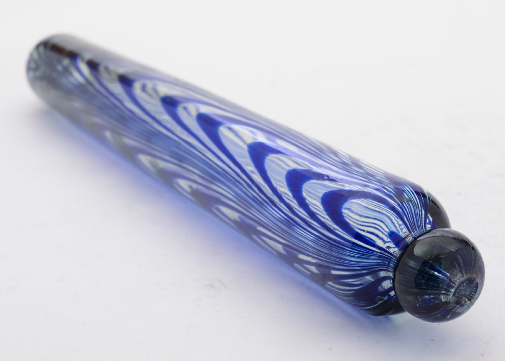 Fabulous Nailsea Glass Rolling Pin, Circa 1880 View III