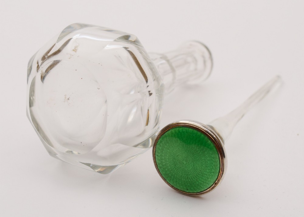 Nice Art Deco Enamel Topped Scent Bottle, Circa 1930 View IV
