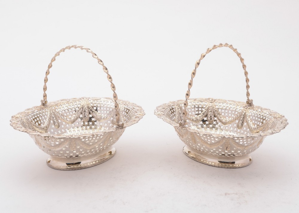 Superb Pair Victorian Silver Baskets  London 1895 View III