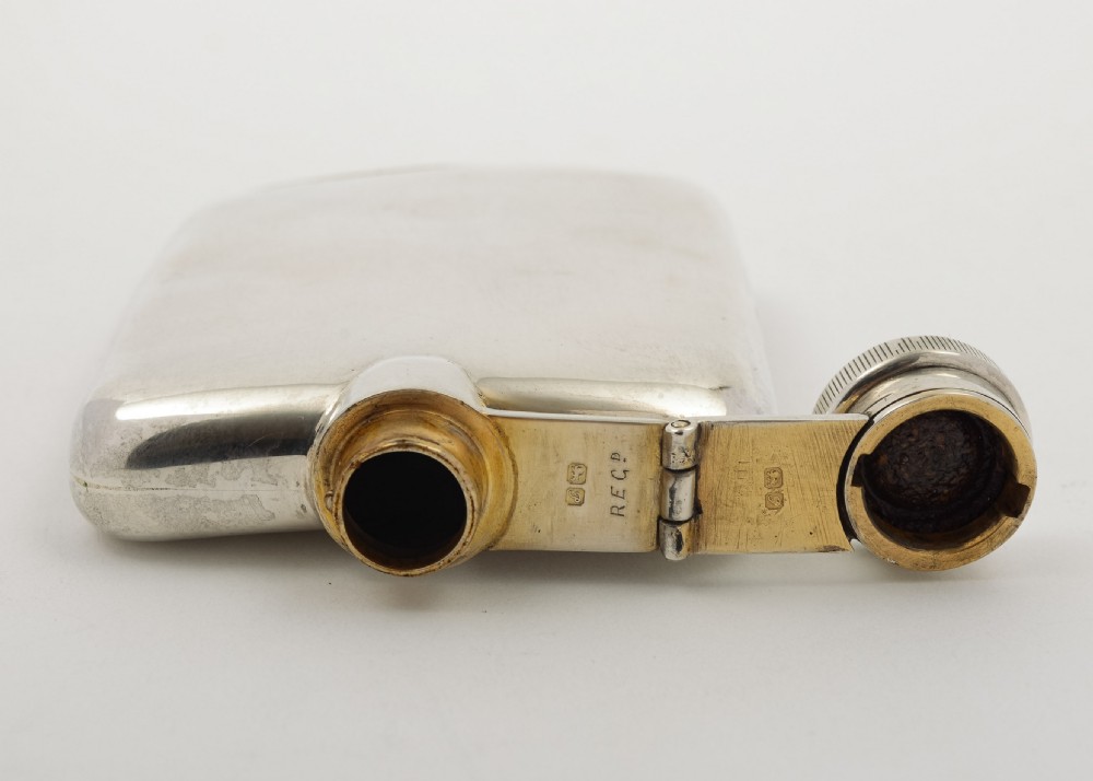Stylish Silver Hip Flask - Asprey Chester 1915 View IV