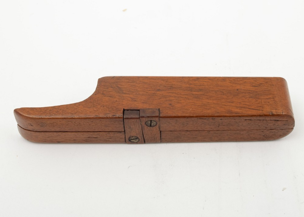 Nice Mahogany Cased Folding Steel Boot Pulls - circa 1910 View IV