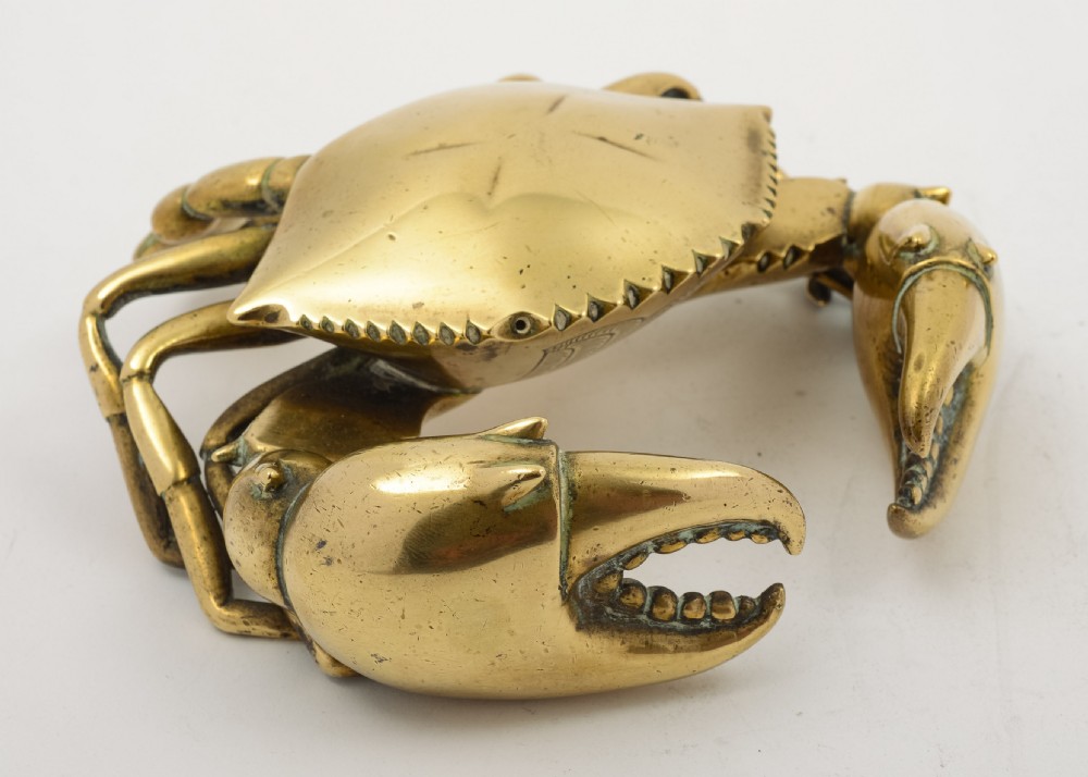Unusual Novelty Chinese Brass Crab Paperweight. circa 1920 View II