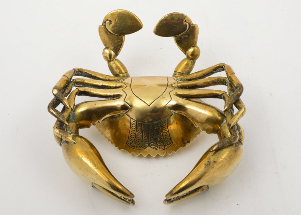 Unusual Novelty Chinese Brass Crab Paperweight. circa 1920 View IV