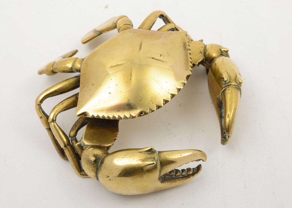 Unusual Novelty Chinese Brass Crab Paperweight. circa 1920 View V