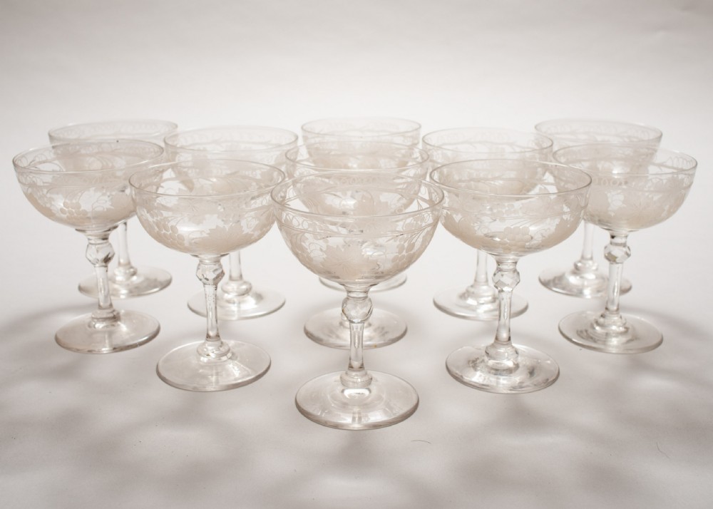 Gorgeous Edwardian Champagne Glasses circa 1905 View II