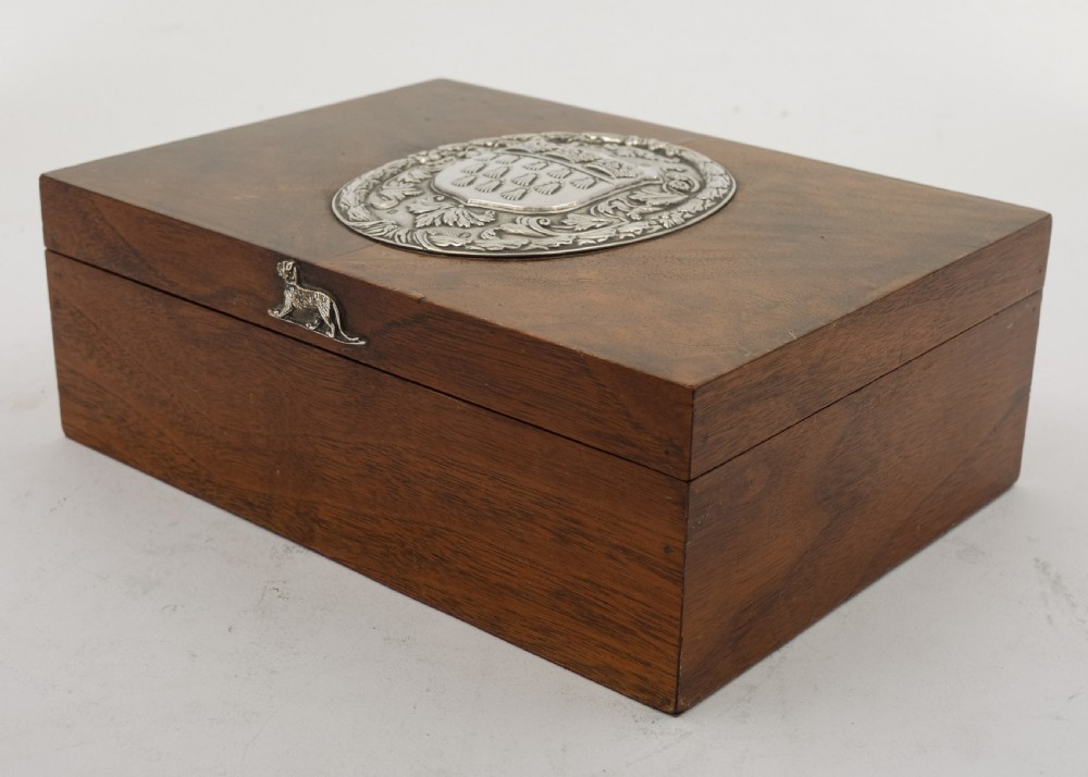 Super Walnut & Silver Cigar Box- London 1935 View III