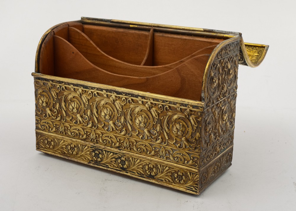 Decorative Brass English Art Nouveau Document Box - circa 1900 View II