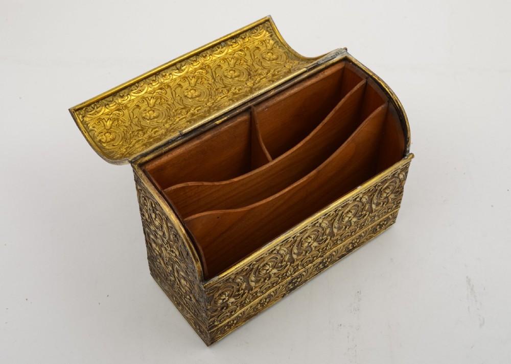 Decorative Brass English Art Nouveau Document Box - circa 1900 View IV