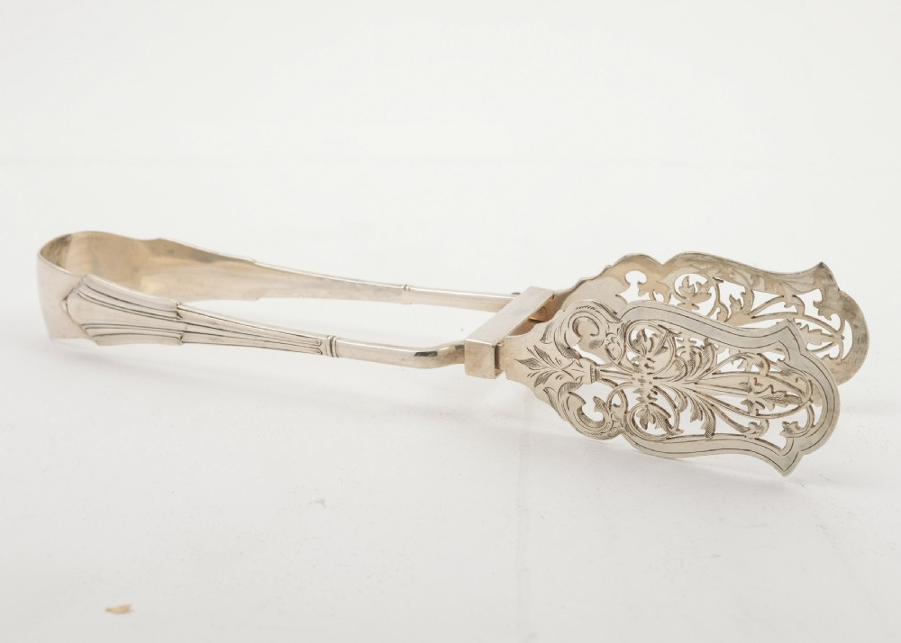 Attractive pair of  Victorian Silver Plated Serving Tongs - circa 1890 View III