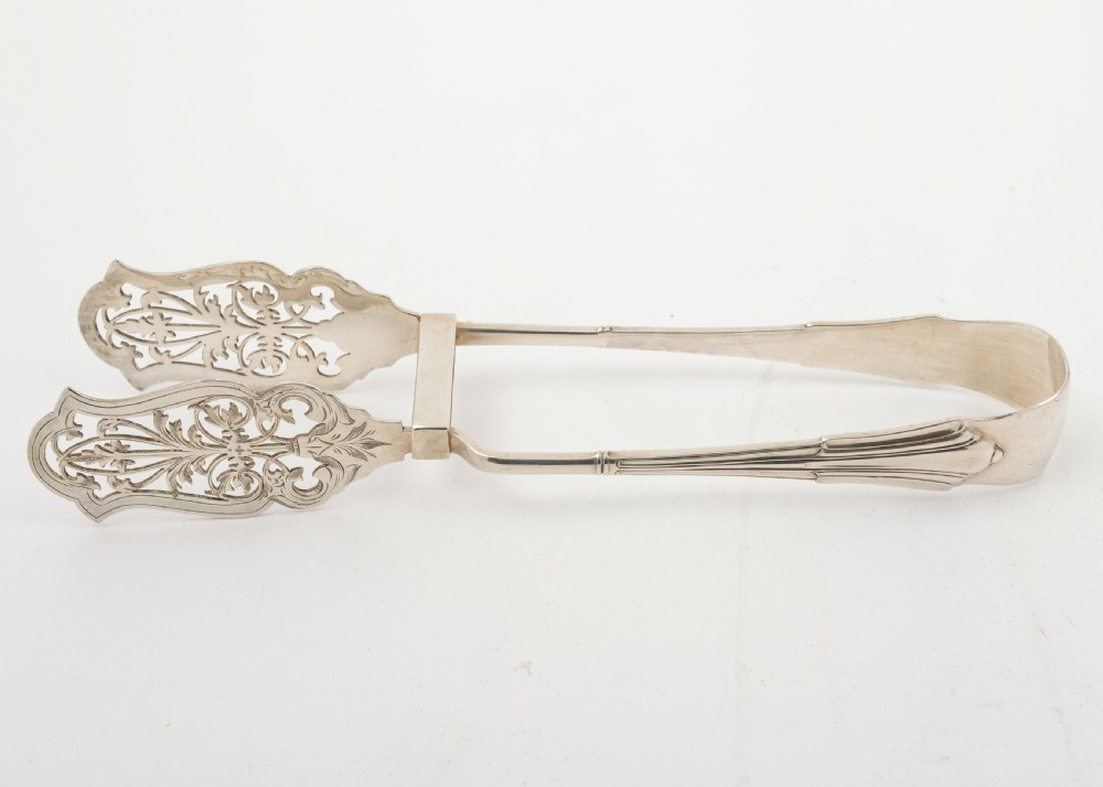 Attractive pair of  Victorian Silver Plated Serving Tongs - circa 1890 View IV