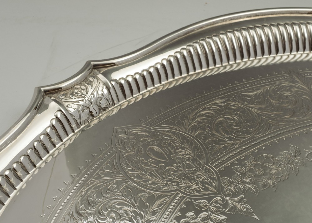 Lovely Victorian Silver Plated Butlers Serving Tray - circa 1890 View II