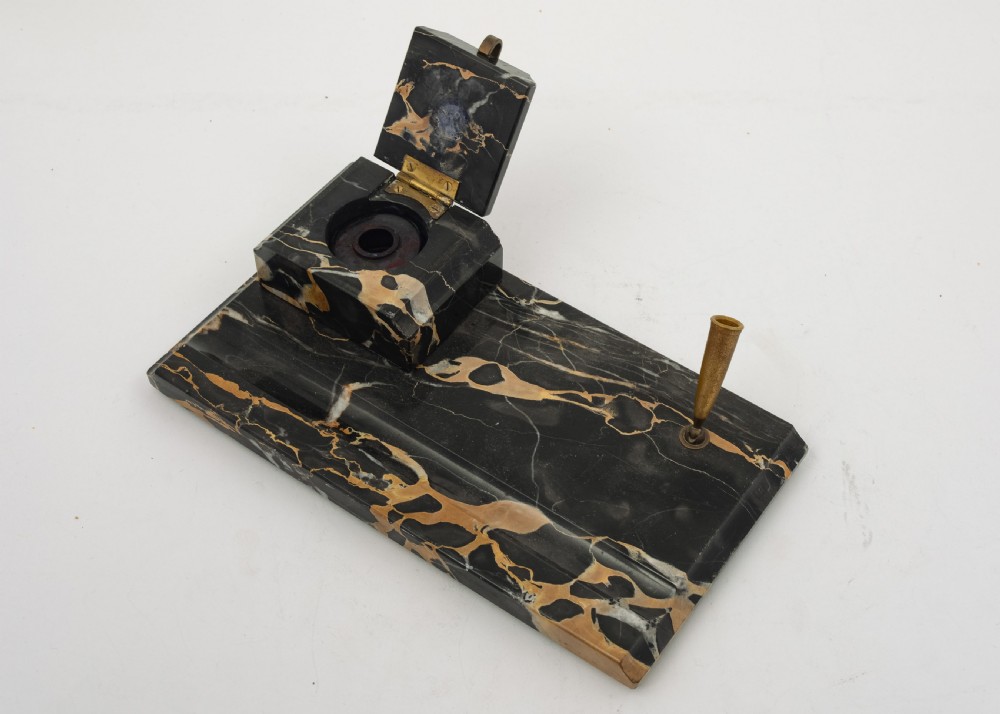 Lovely Art Deco French Marble Ink Stand - circa 1930 View III