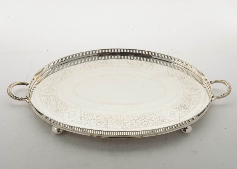Elegant  Edwardian Silver Plated Gallery Tray - Circa 1905