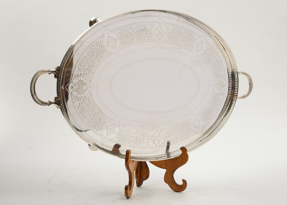 Elegant  Edwardian Silver Plated Gallery Tray - Circa 1905 View V