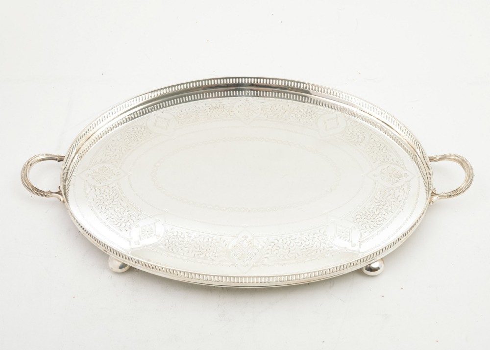 Elegant  Edwardian Silver Plated Gallery Tray - Circa 1905 View VI