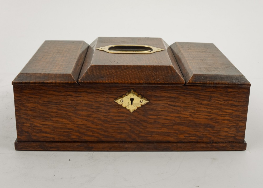 Super Edwardian Oak Smokers Box - circa 1905 View VI