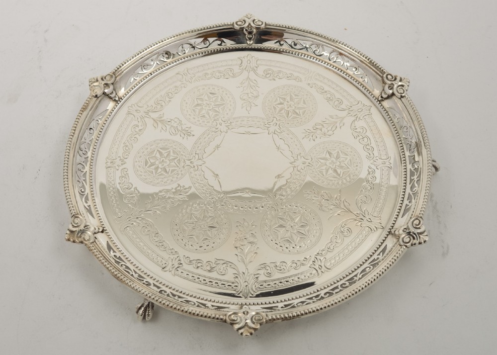 Pretty Victorian Silver Plated Salver - circa 1890 View IV