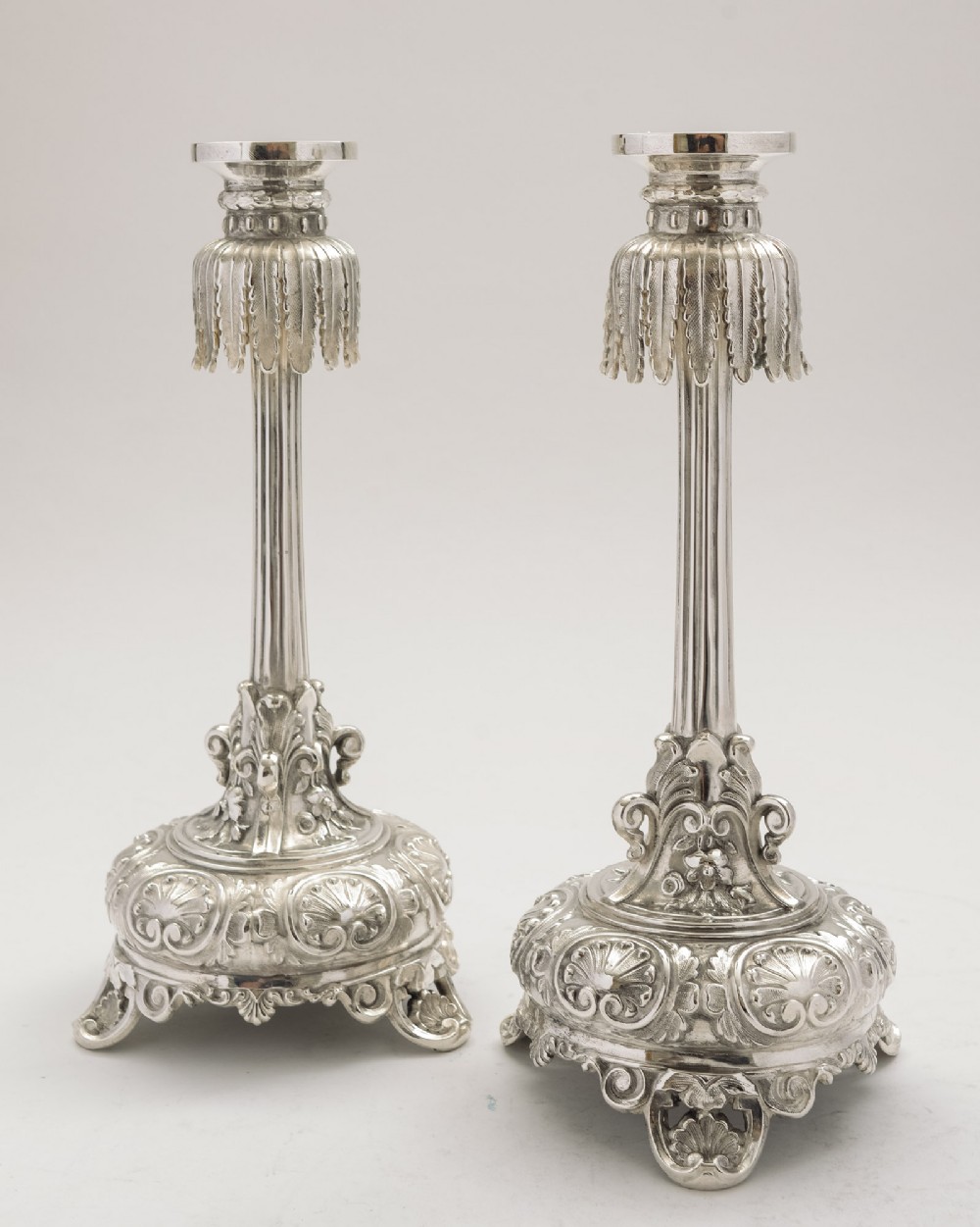 Gorgeous Pair Silver Plated Candle Sticks - circa 1870